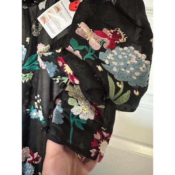 Mac Duggal Embroidered Bishop‎ Sleeve  V-Neck Flowy Gown - Picture 7 of 12